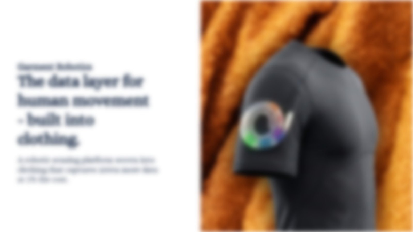 Blurred pitch deck cover for a Wearables / E-Textiles startup