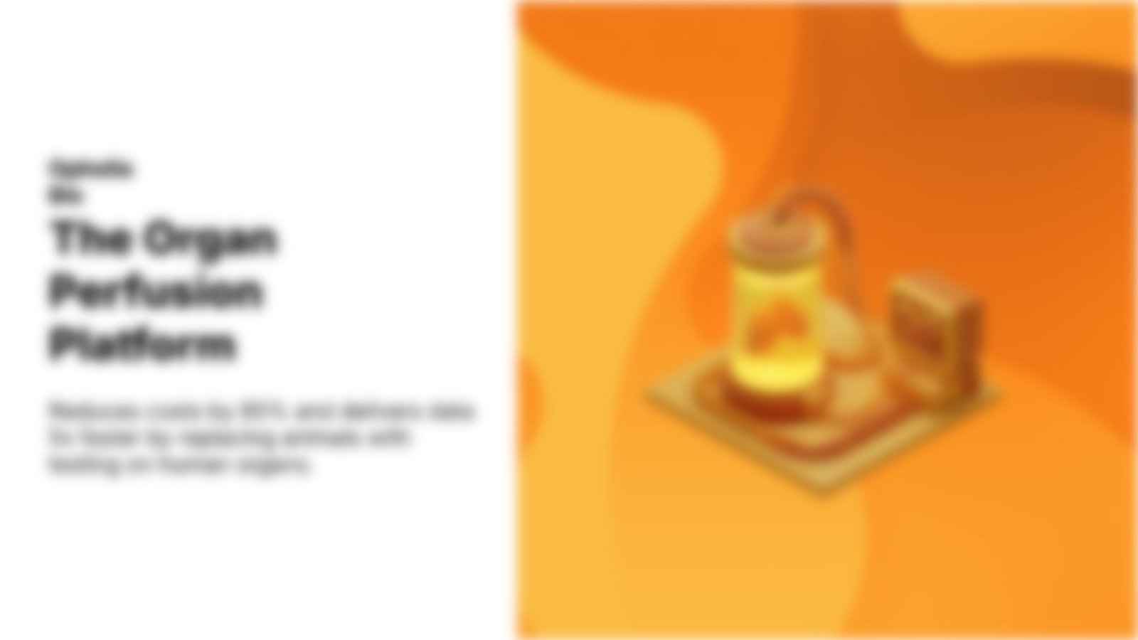 Blurred pitch deck cover for a Biotech startup
